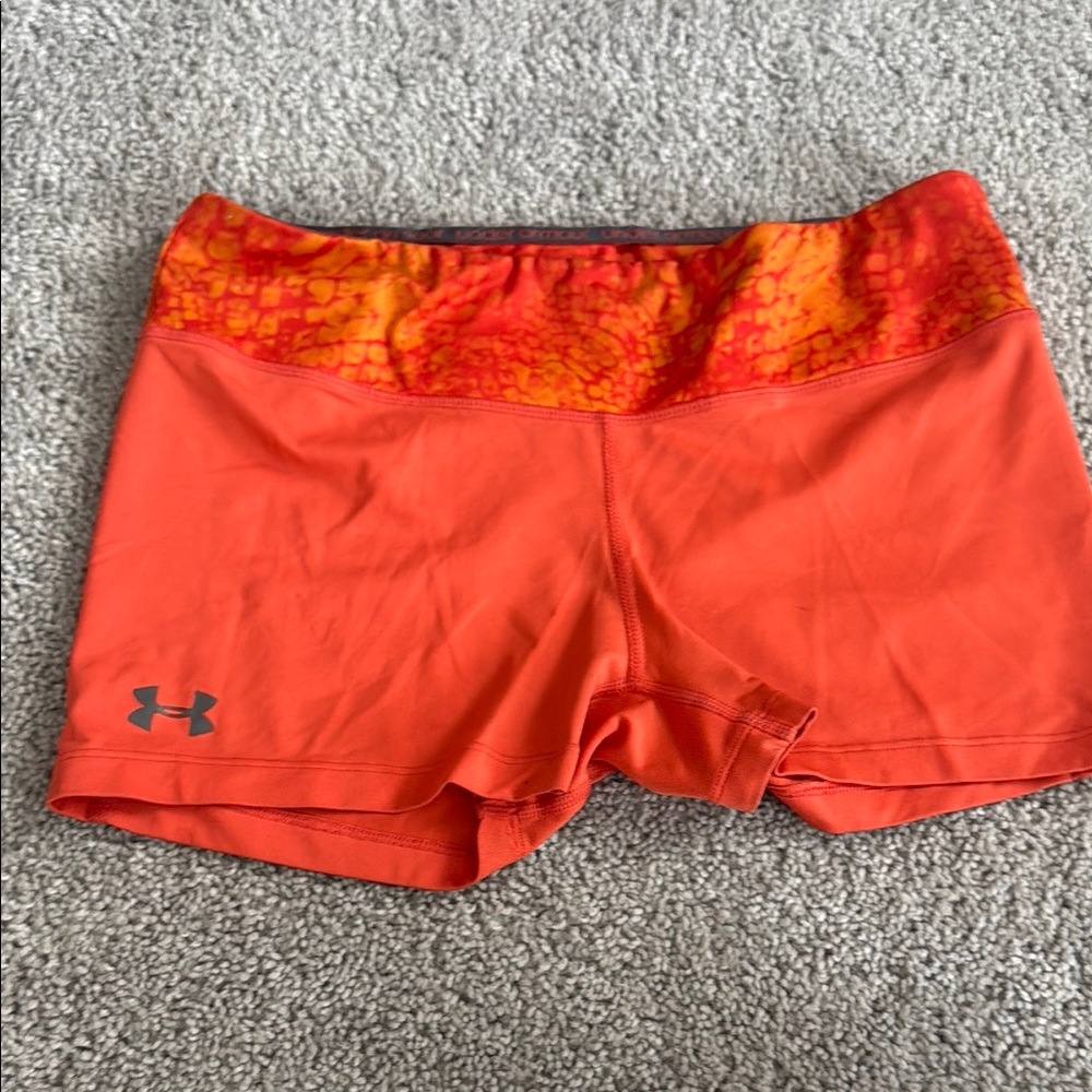 Under Armour Orange Athletic Shorts with Elastic Waistband